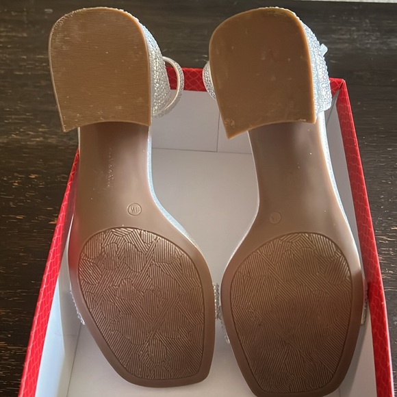 Kelly & Katie Silver Heeled Sandals with Sparkly Finish - Picture 7 of 7